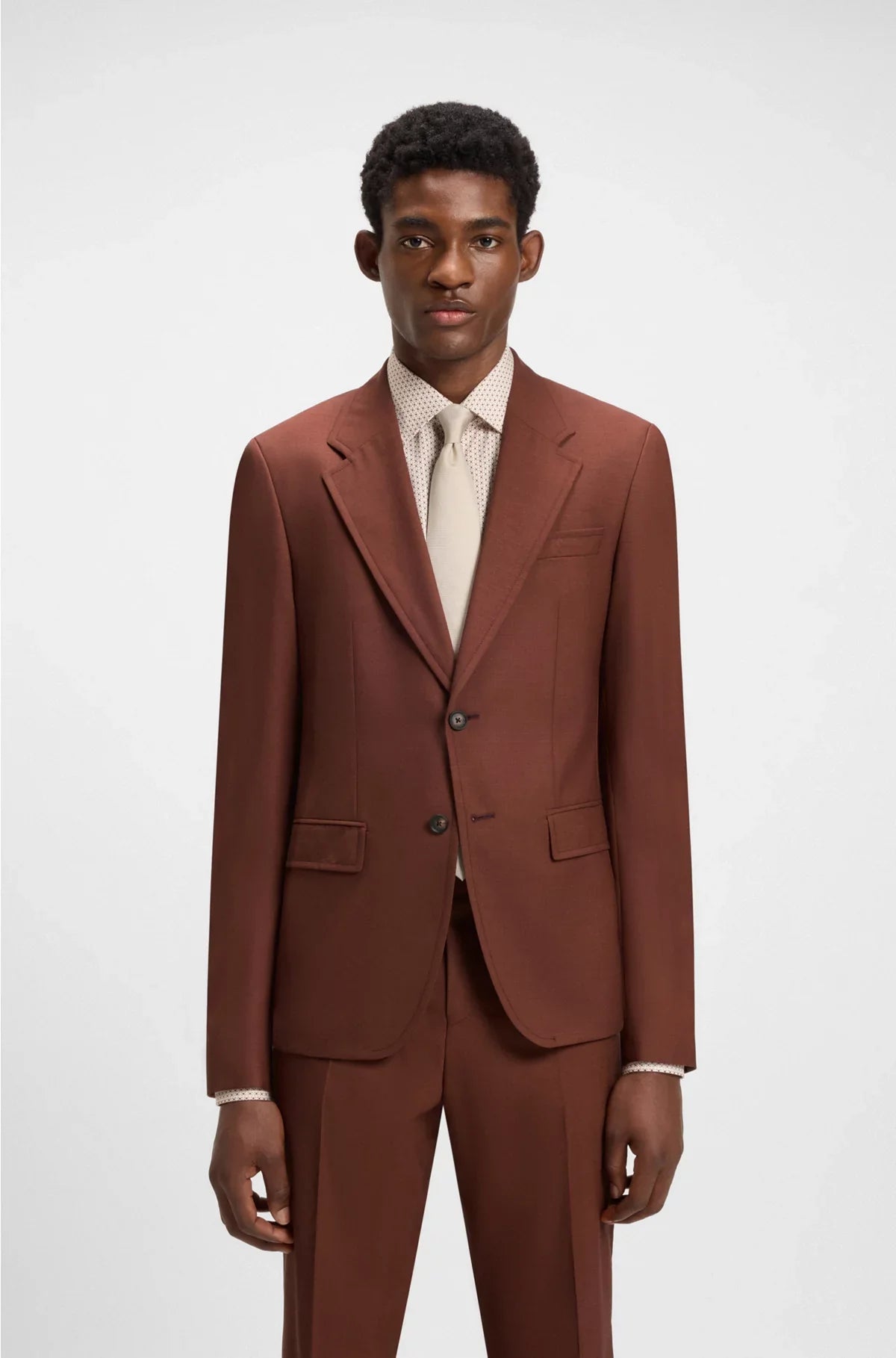 TWO-PIECE SLIM-FIT SUIT INMICRO-PATTERNED WOOL