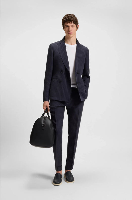 SLIM-FIT SUIT WITH VERTICAL STRIPE