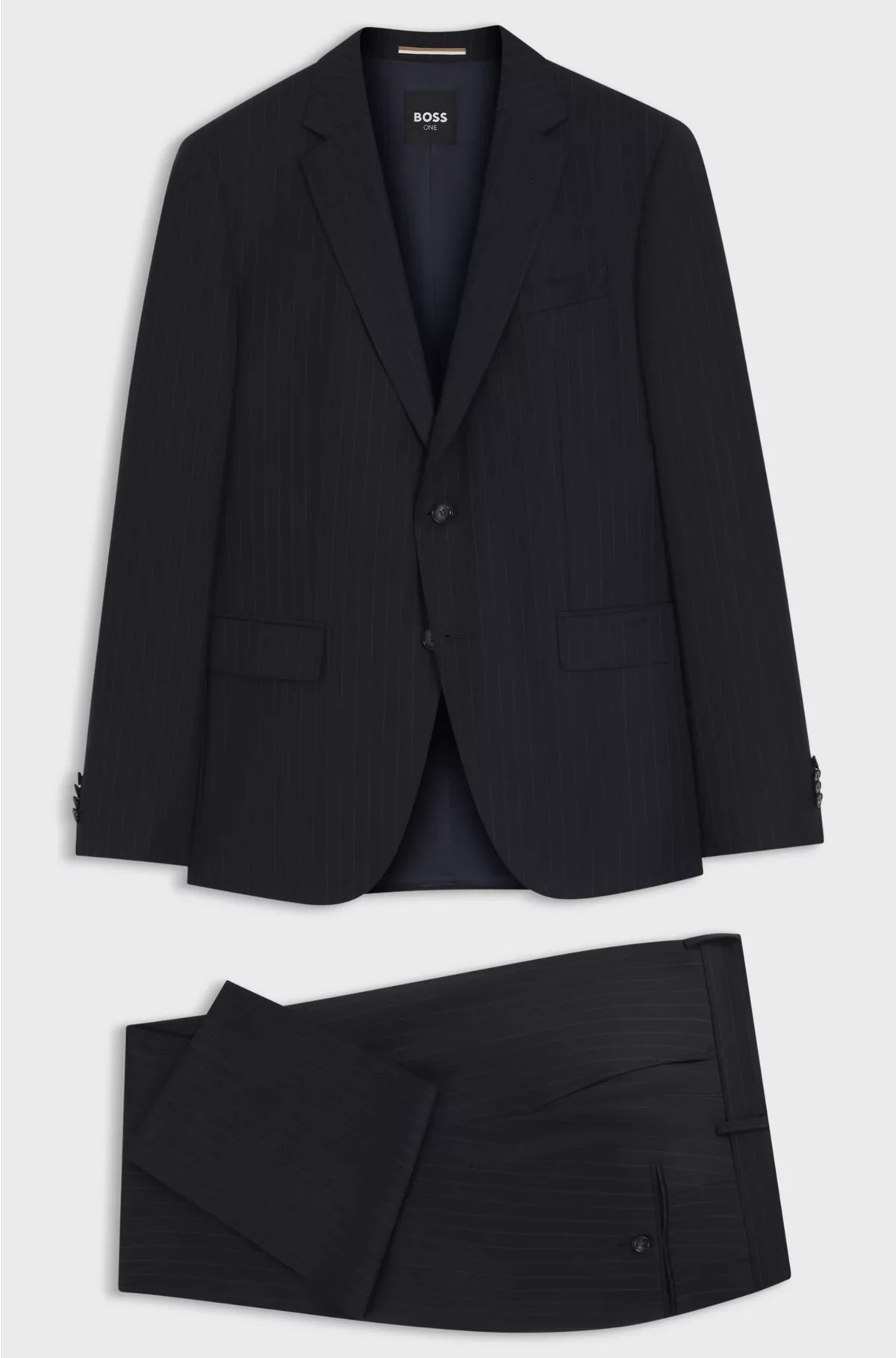 SLIM-FIT SUIT IN STRIPED VIRGIN WOOL