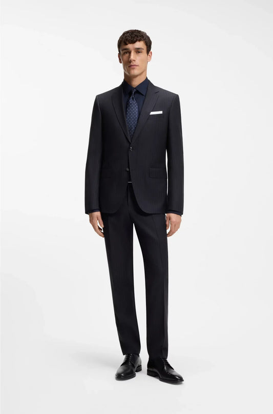 ABITO SLIM FIT IN PURA LANA VERGINE A RIGHE