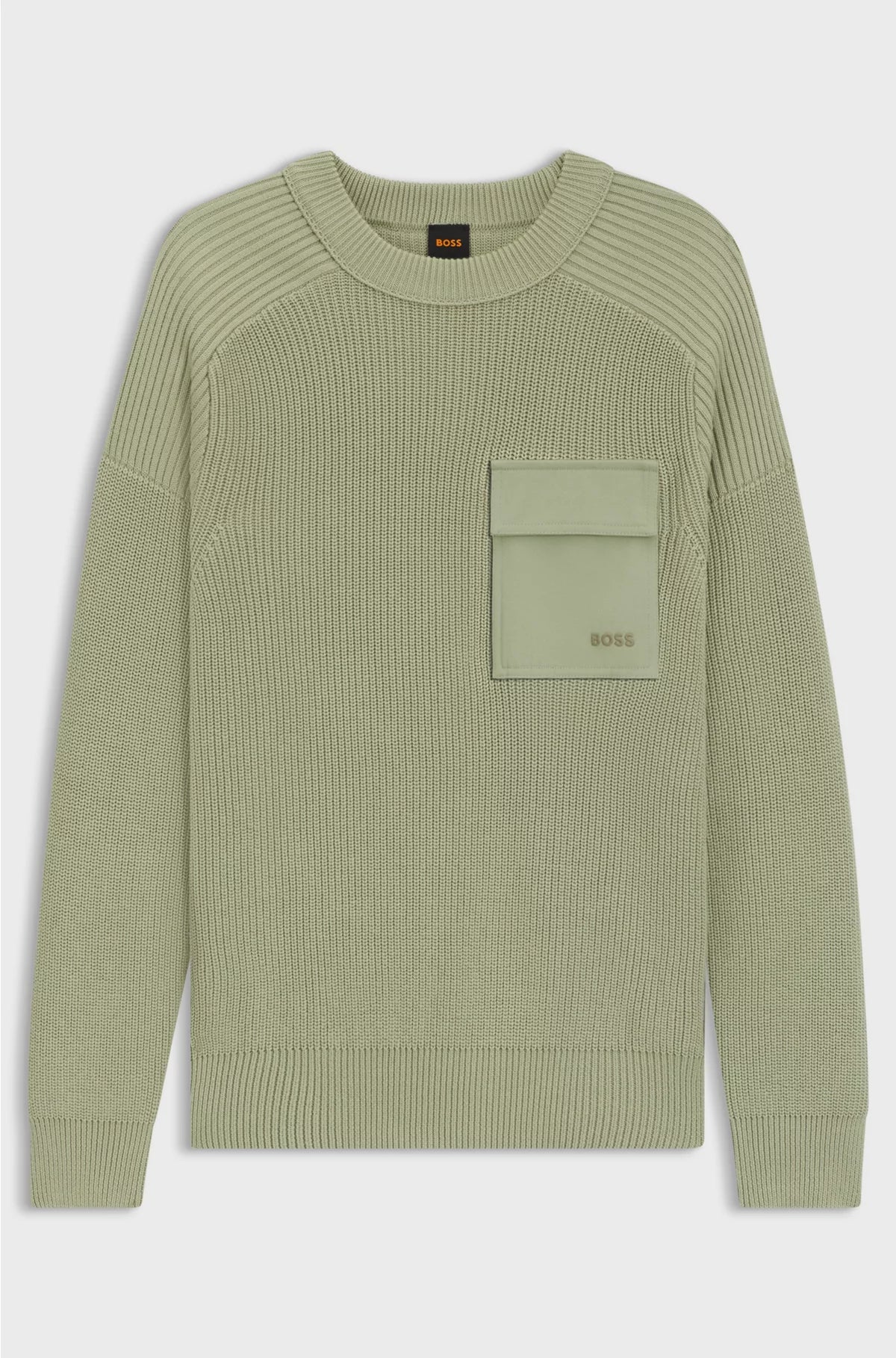 RIBBED-COTTON SWEATER WITH CONTRAST POCKET