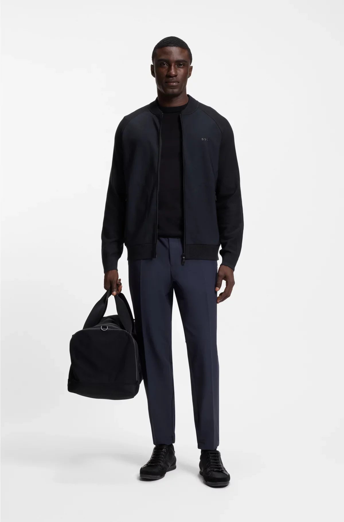 REGULAR-FIT CARDIGAN IN MIXED MATERIALS