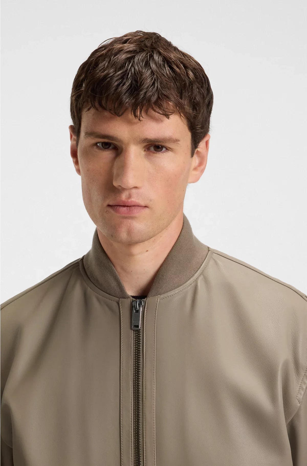 REGULAR-FIT JACKET IN TEXTURED LEATHER