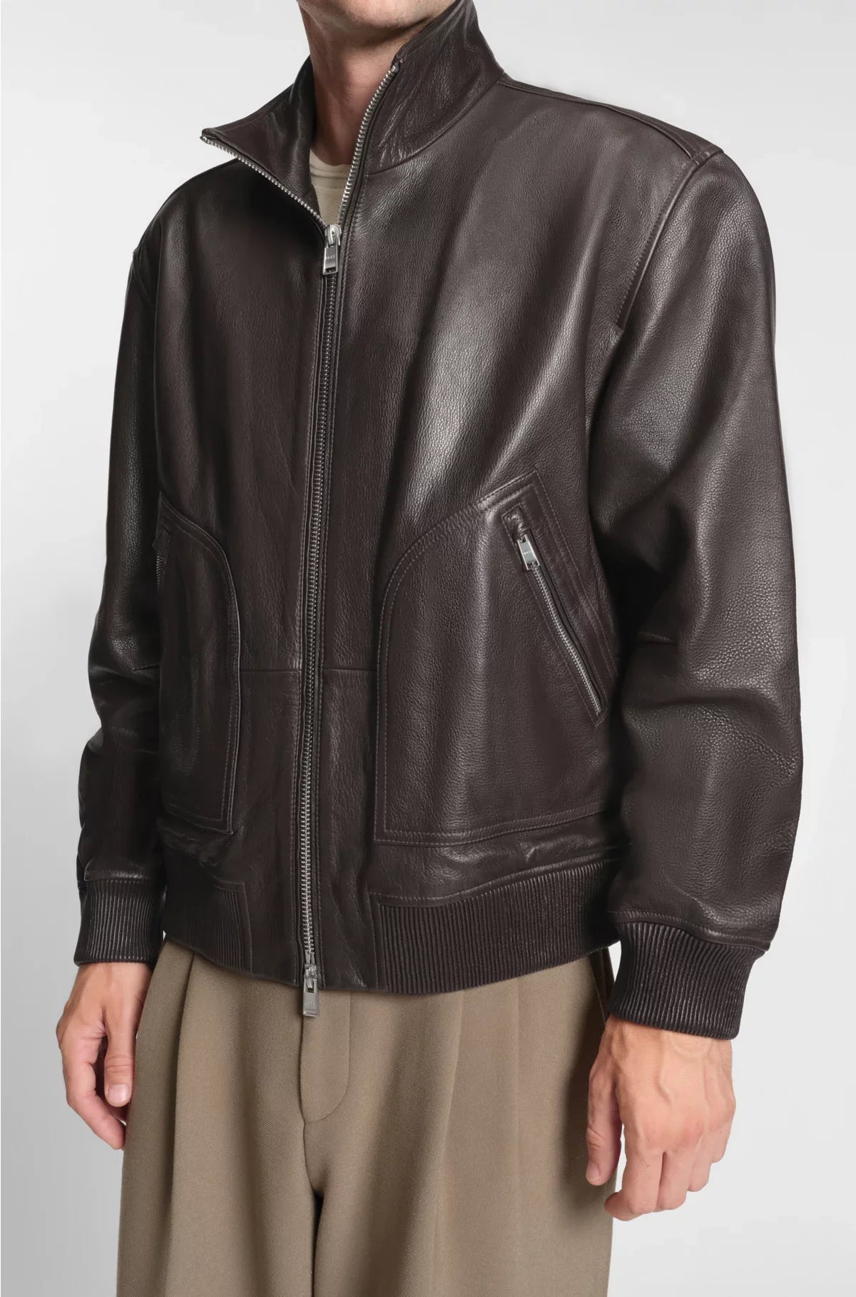 NAPPA-LEATHER JACKET WITH TWO-WAY ZIP