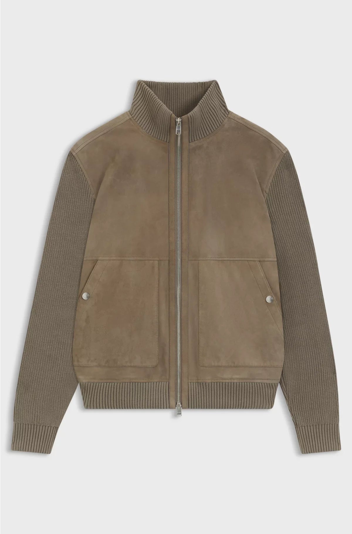 SUEDE JACKET WITH COTTON-BLEND SLEEVES