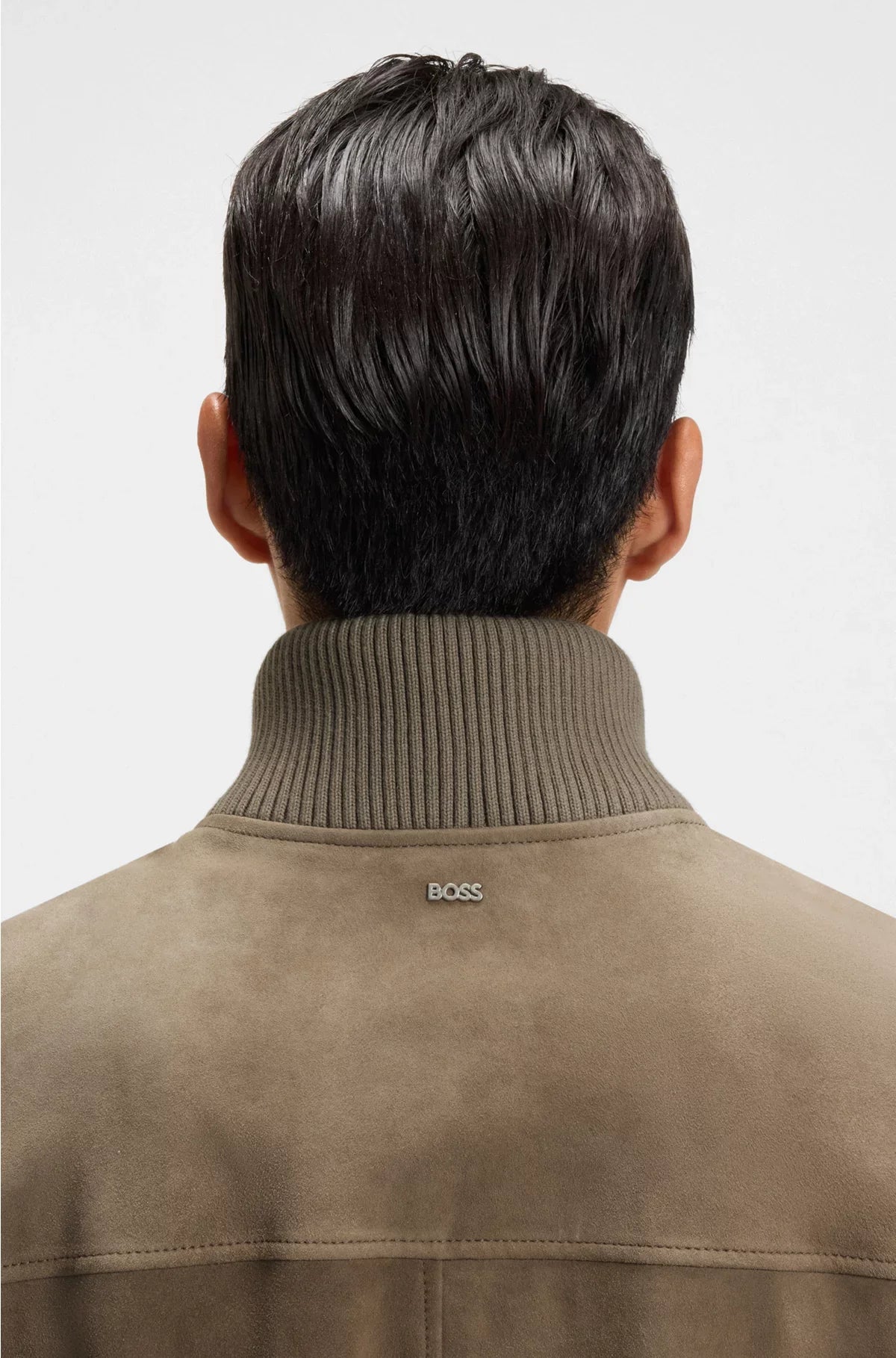 SUEDE JACKET WITH COTTON-BLEND SLEEVES