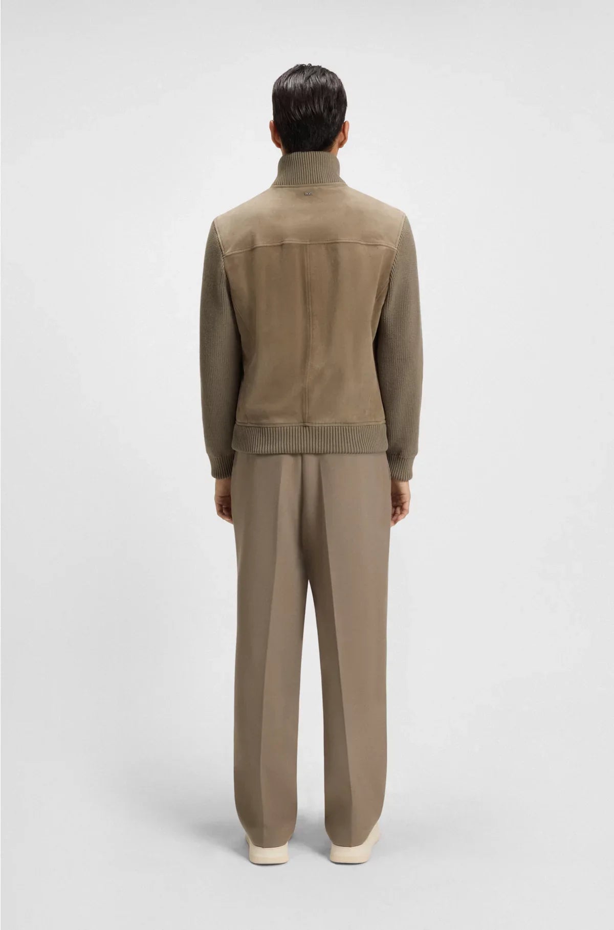 SUEDE JACKET WITH COTTON-BLEND SLEEVES