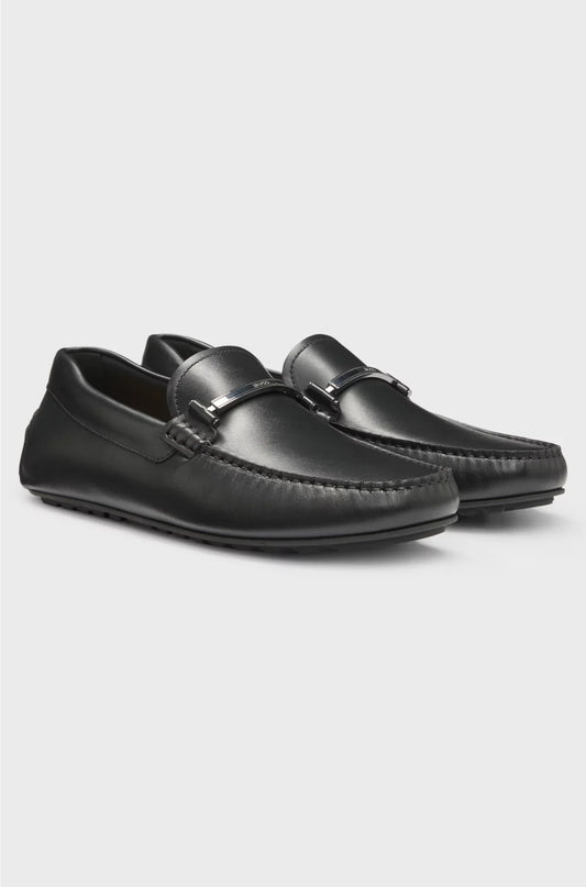 LEATHER LOAFERS WITH BRANDED HARDWARE