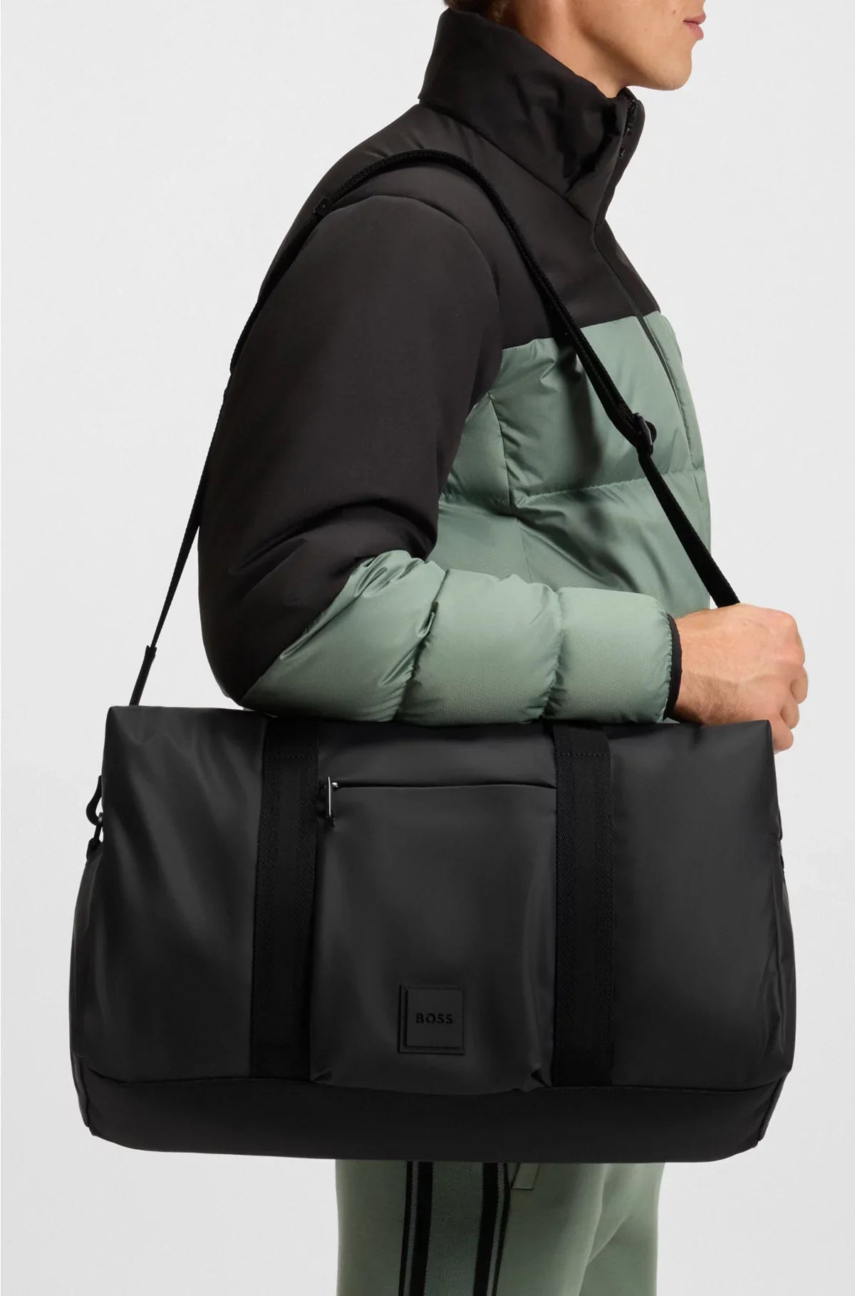 COATED-FABRIC HOLDALL WITH LOGO PATCH
