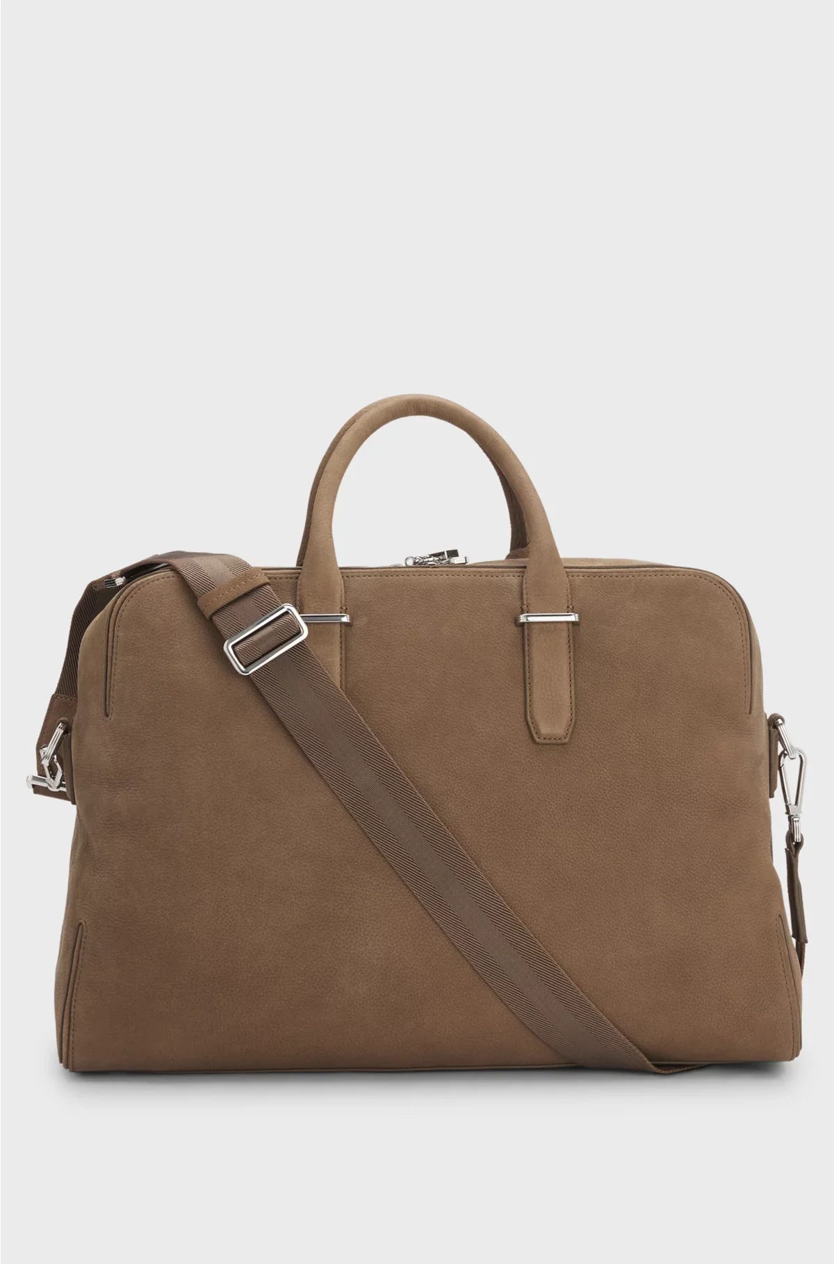 GRAINED-LEATHER HOLDALL WITH EMBOSSED LOGO