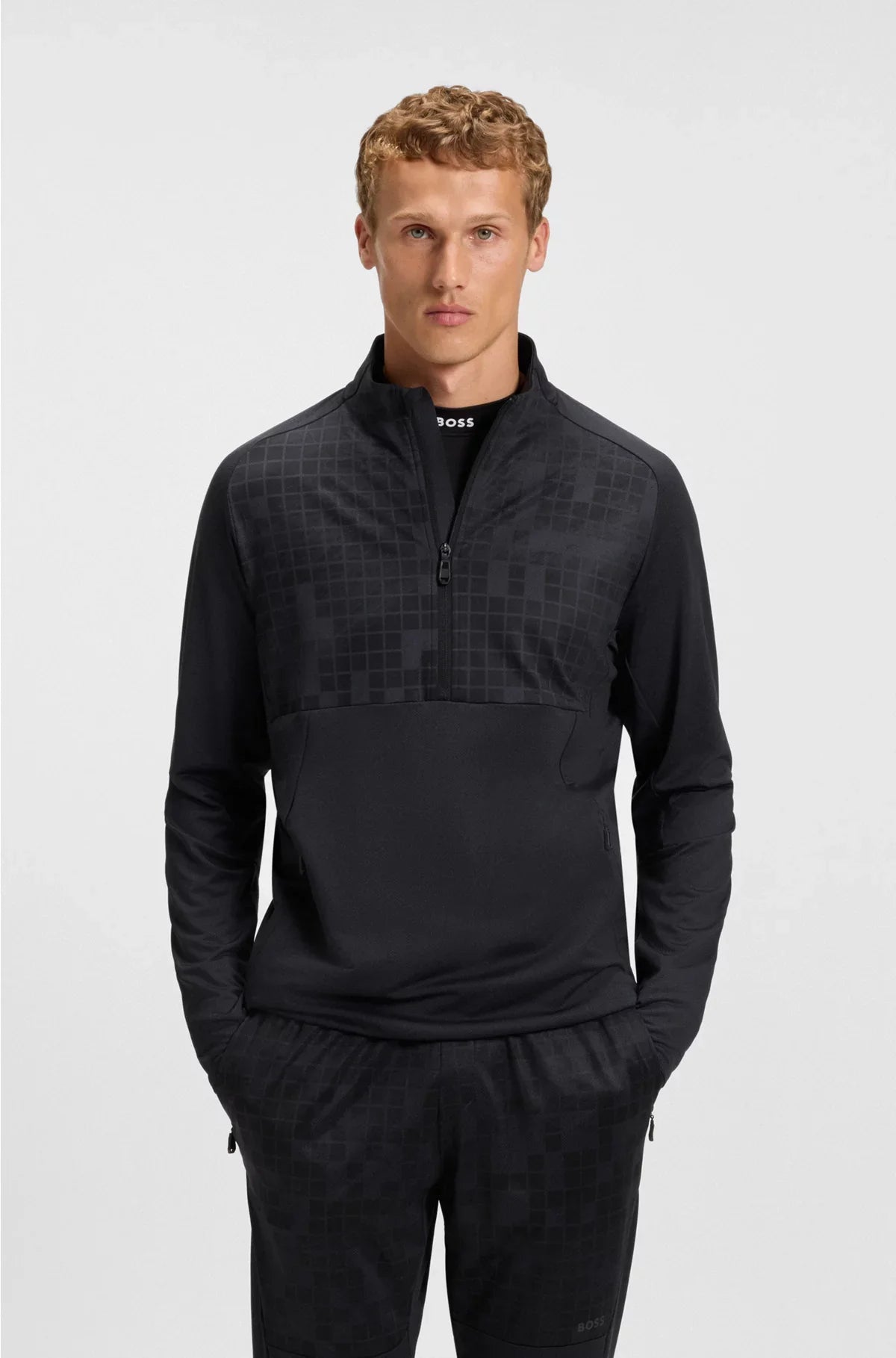 ACTIVE HALF-ZIP SWEATSHIRT IN PRINTED QUICK-DRY FABRIC