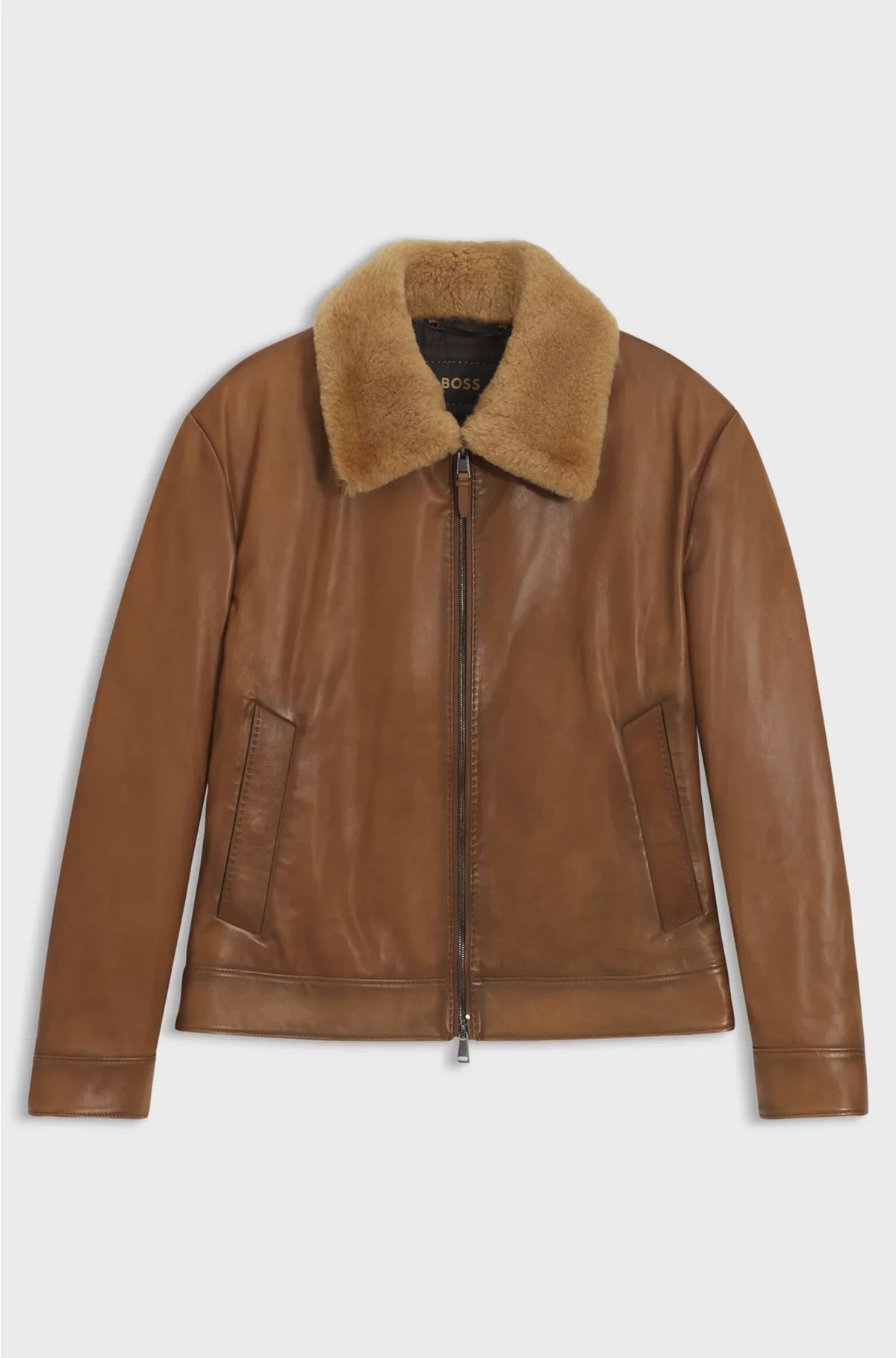 PADDED NAPPA-LEATHER JACKET WITH DETACHABLE SHEARLING COLLAR