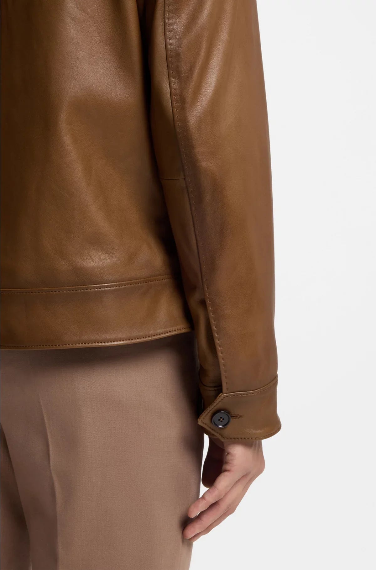 PADDED NAPPA-LEATHER JACKET WITH DETACHABLE SHEARLING COLLAR
