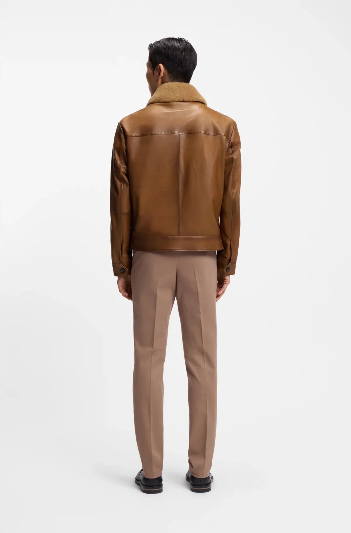 PADDED NAPPA-LEATHER JACKET WITH DETACHABLE SHEARLING COLLAR