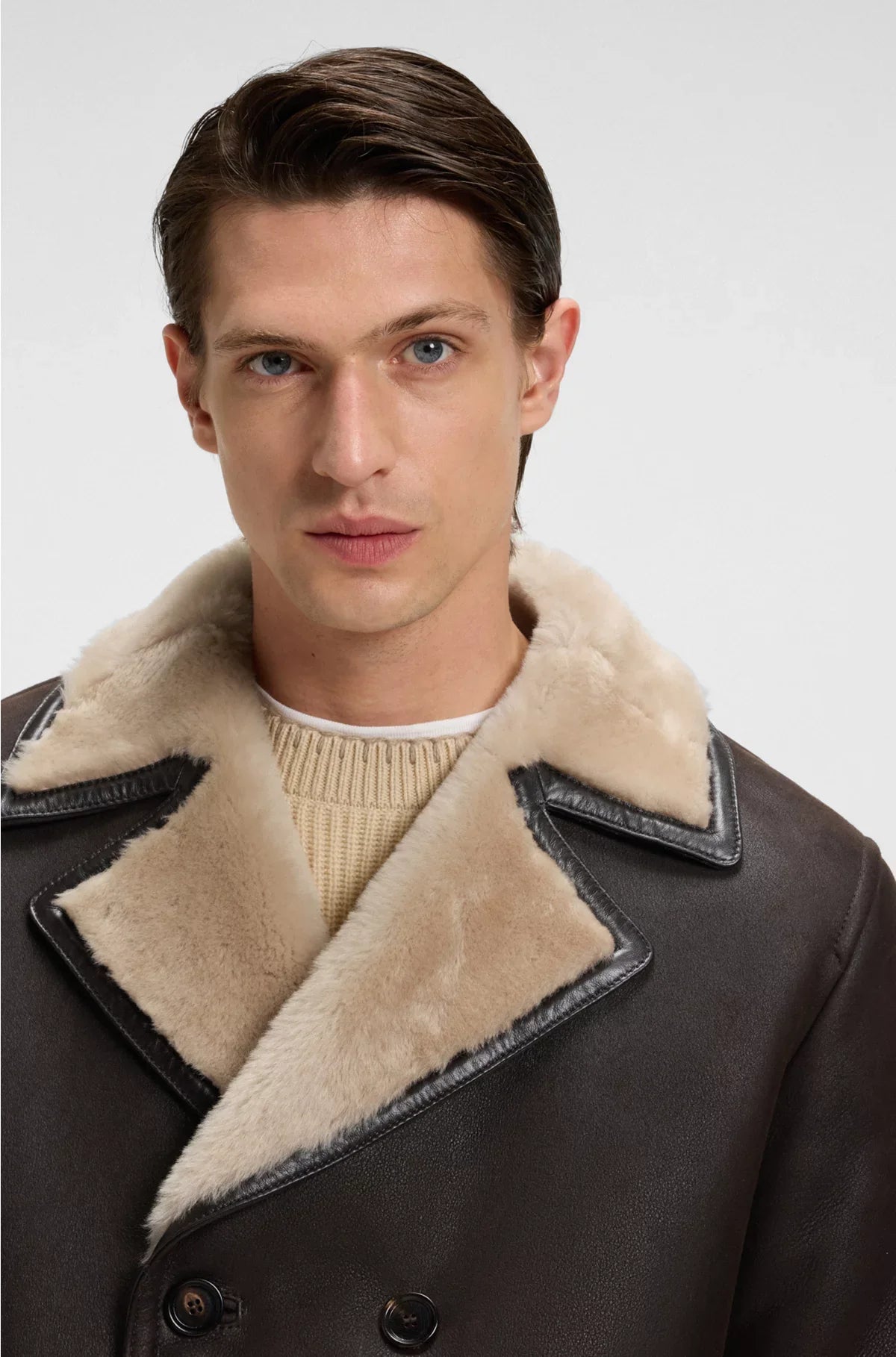 REGULAR-FIT JACKET IN ITALIAN SHEARLING LEATHER