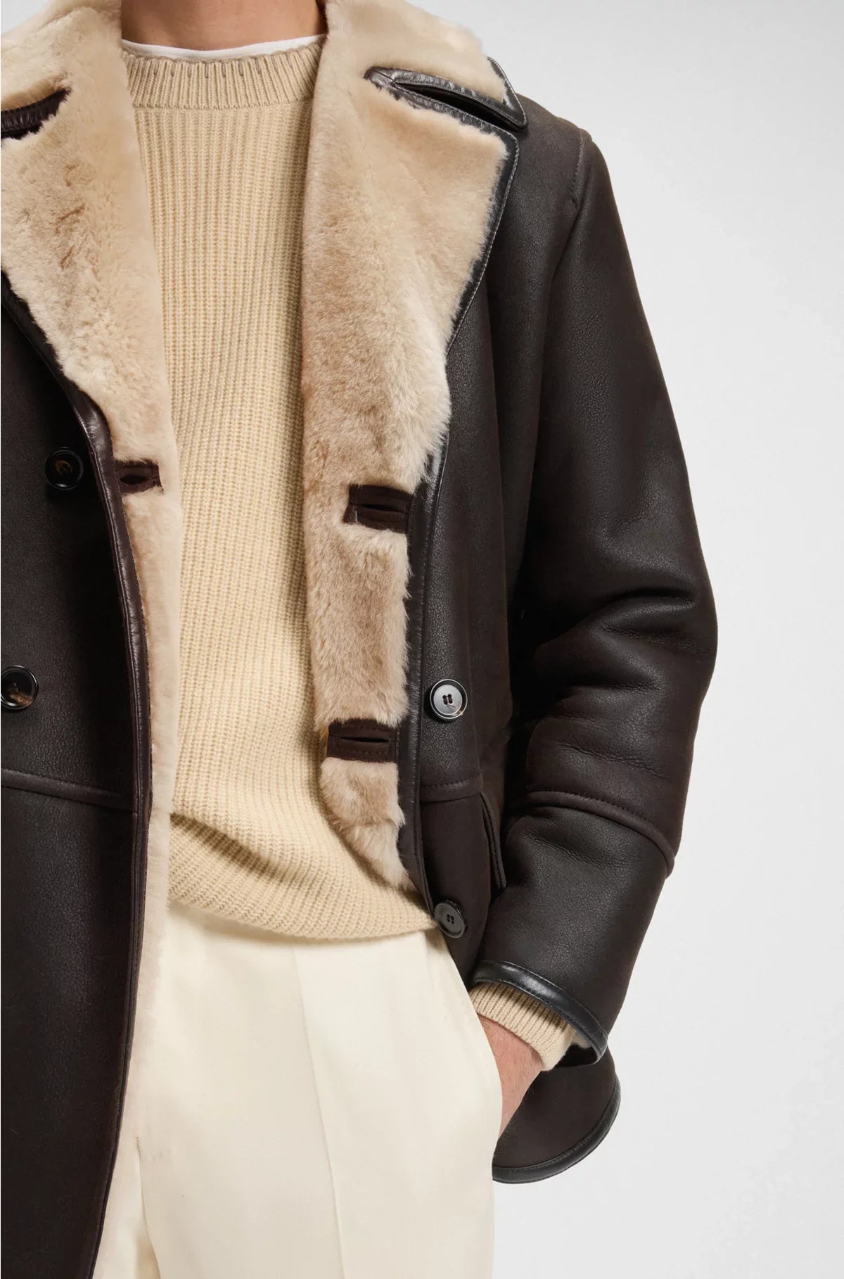 REGULAR-FIT JACKET IN ITALIAN SHEARLING LEATHER