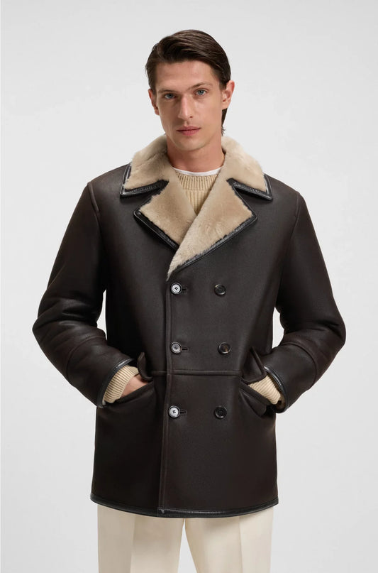 REGULAR-FIT JACKET IN ITALIAN SHEARLING LEATHER
