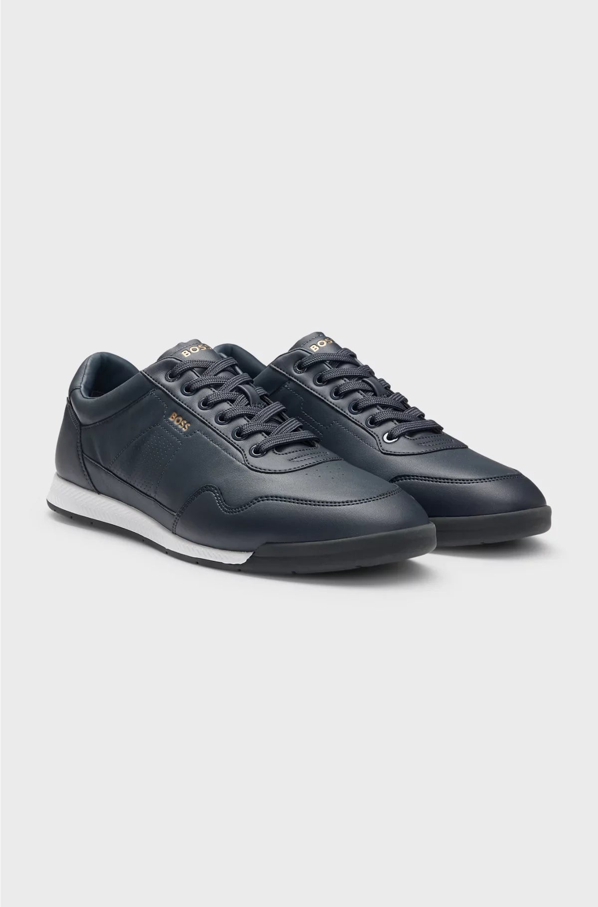 SNEAKERS IN PELLE NAPPA CON LOGO COLOR ORO