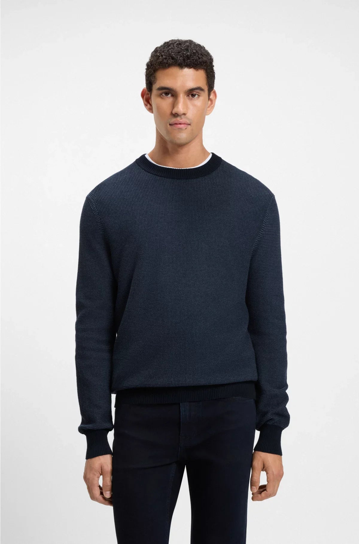 COTTON-BLEND SWEATER WITH TWO-TONE STRUCTURE