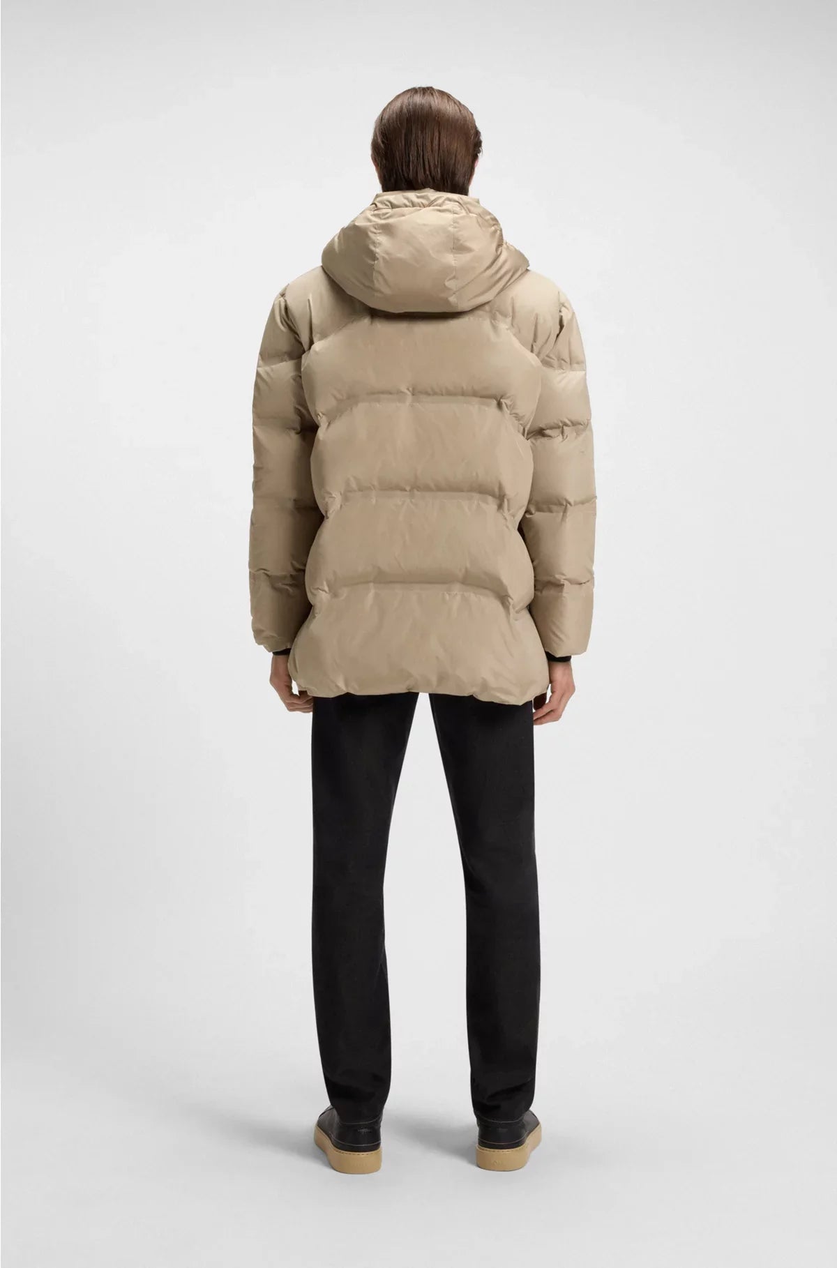 PUFFER JACKET WITH TWEED TRIMS