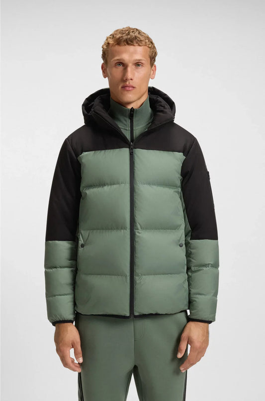 WATER-REPELLENT JACKET WITH DOWN FILLING AND DETACHABLE HOOD