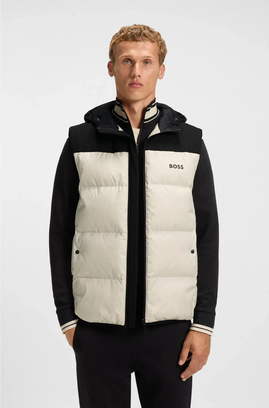 WATER-REPELLENT HOODED GILET WITH DOWN FILLING