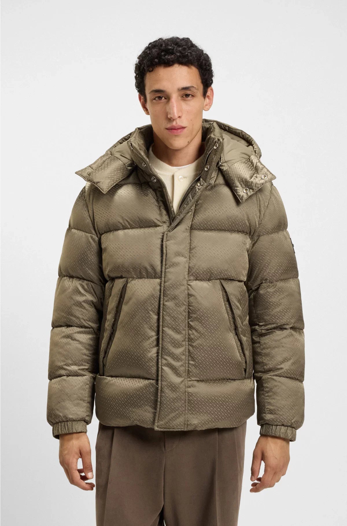 WATER-REPELLENT JACKET WITH MONOGRAM JACQUARD