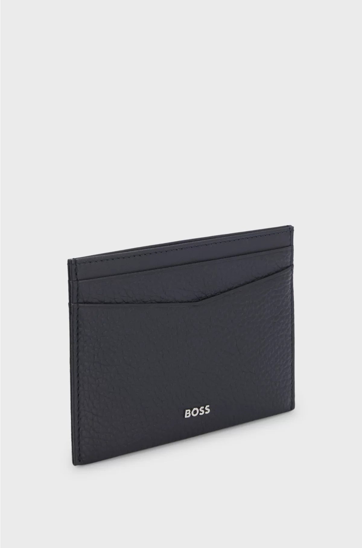 GRAINED-LEATHER CARD HOLDER WITH LOGO LETTERING