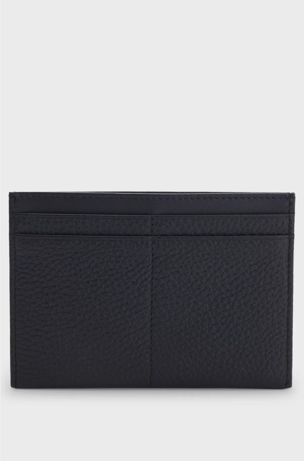 GRAINED-LEATHER CARD HOLDER WITH LOGO LETTERING