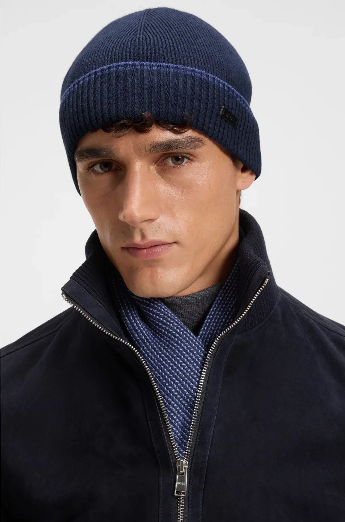 KNITTED WOOL-COTTON SCARF AND BEANIE HAT GIFT SET