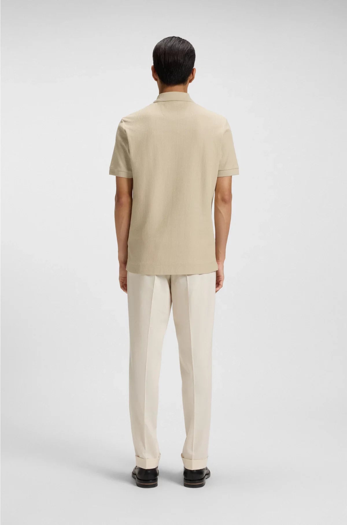STRUCTURED-COTTON POLO SHIRT WITH ZIP PLACKET