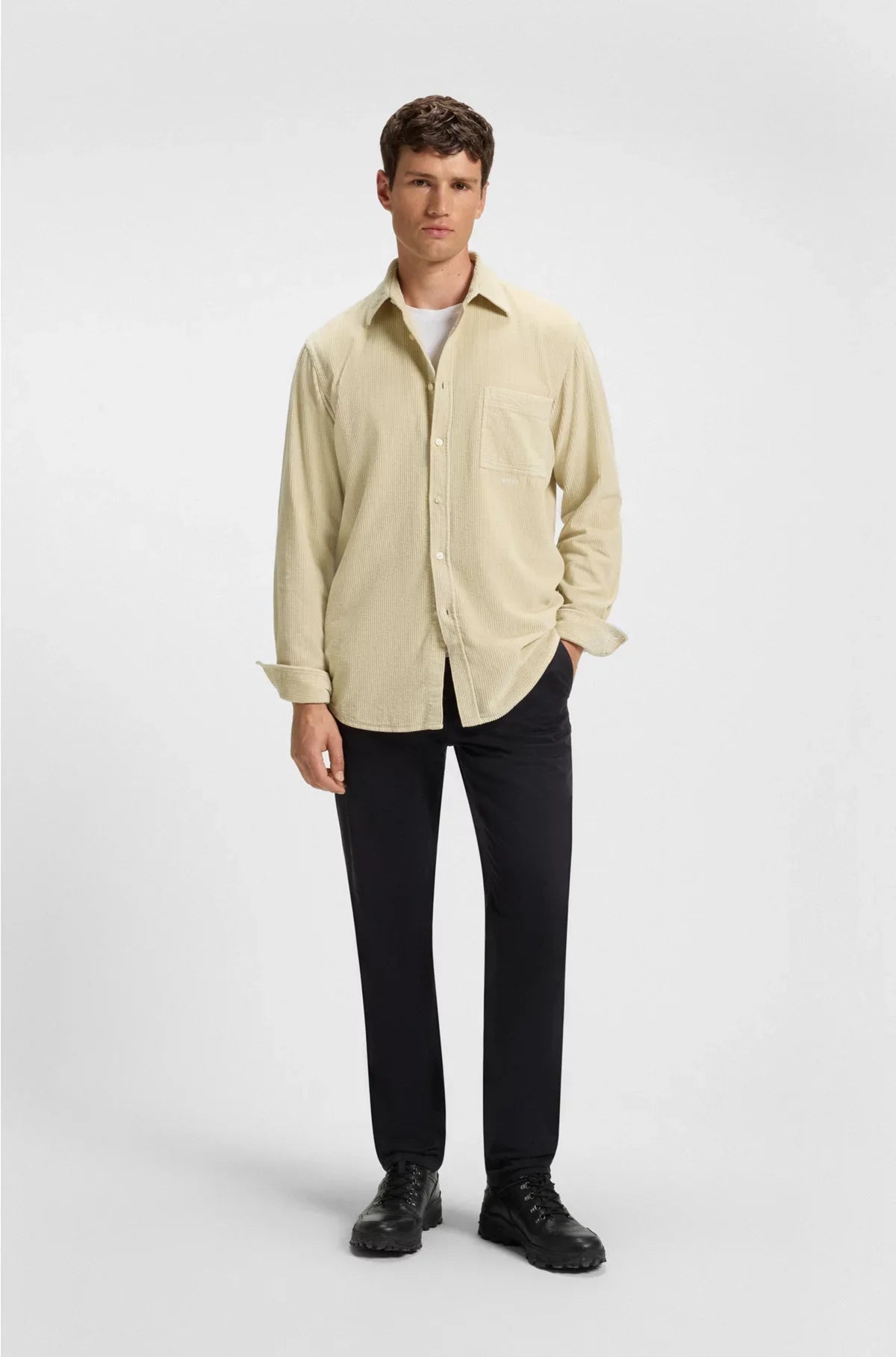 CAMICIA REGULAR FIT IN VELLUTO A COSTE DI COTONE