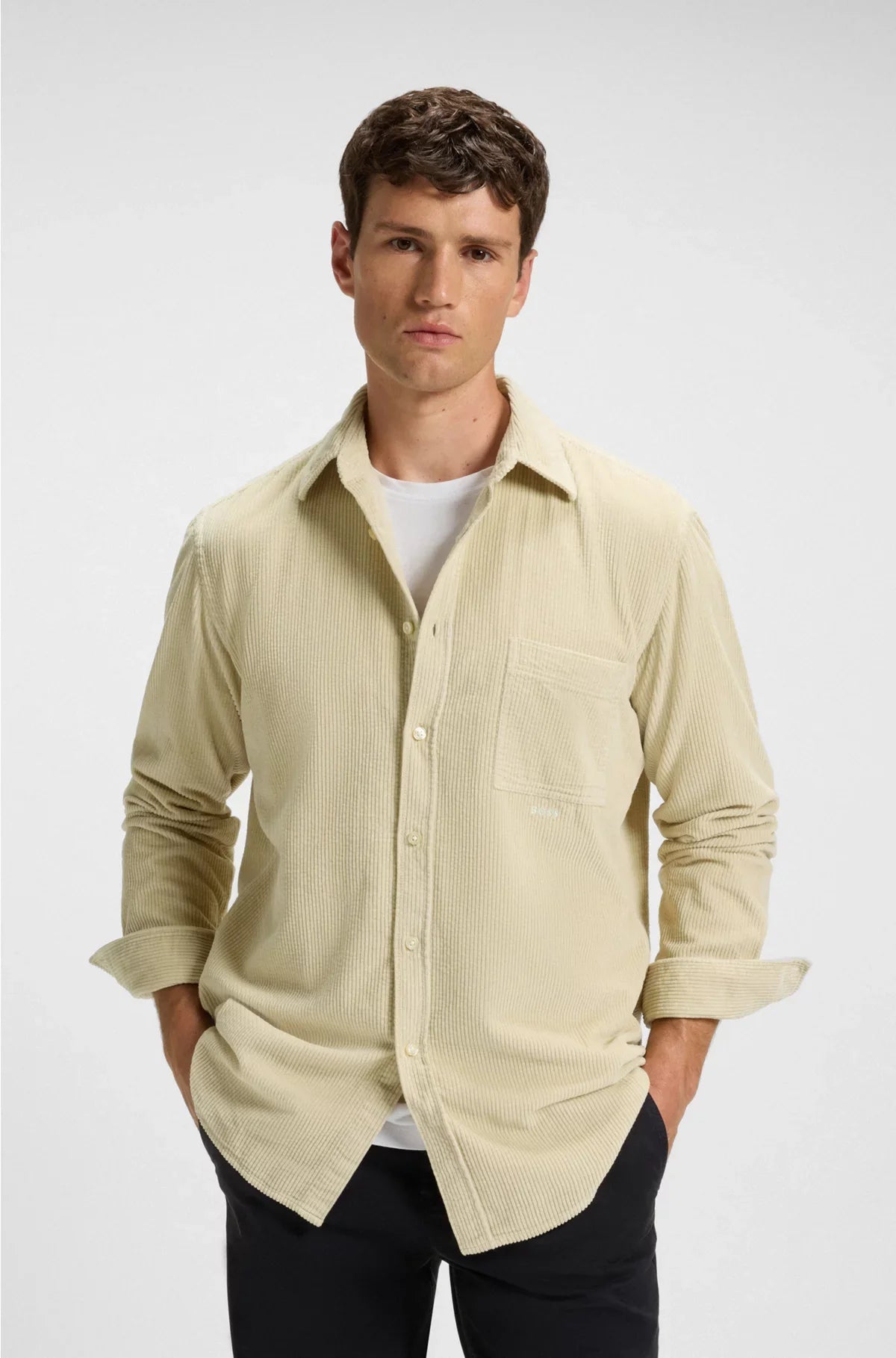 CAMICIA REGULAR FIT IN VELLUTO A COSTE DI COTONE