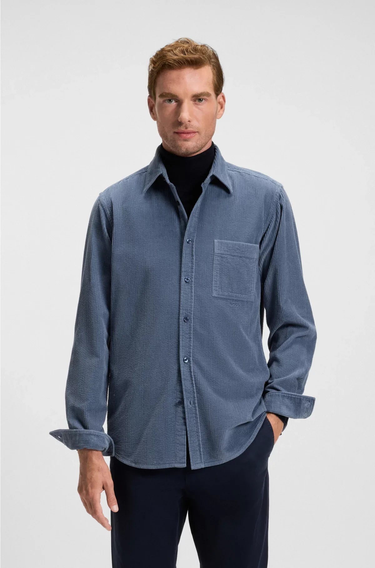 CAMICIA REGULAR FIT IN VELLUTO A COSTE DI COTONE