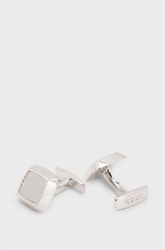 SQUARE CUFFLINKS WITH TEXTURED METAL INSERT