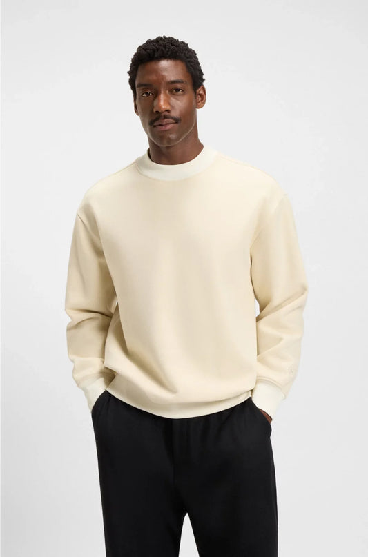 PEACHED-COTTON SWEATSHIRT WITH CONTRAST TRIMS