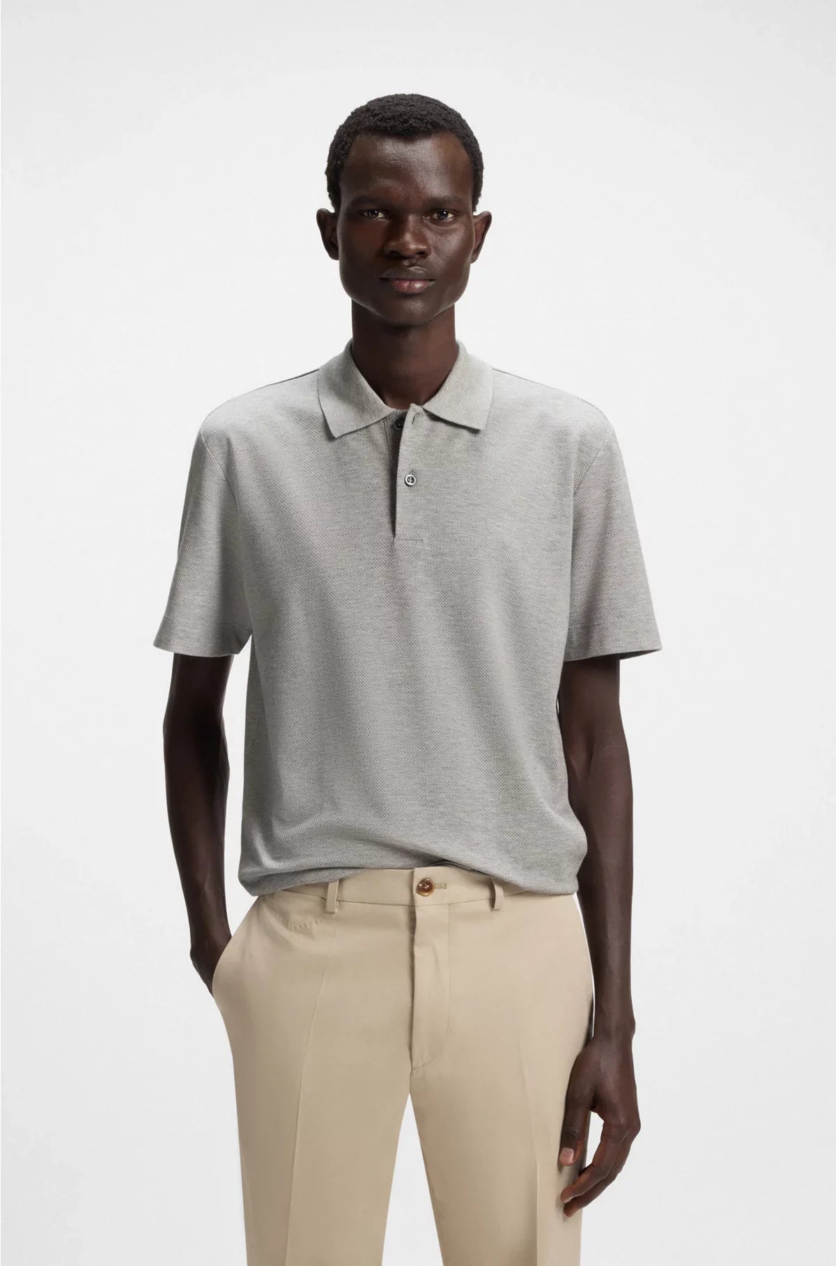 REGULAR-FIT POLO SHIRT IN COTTON AND SILK