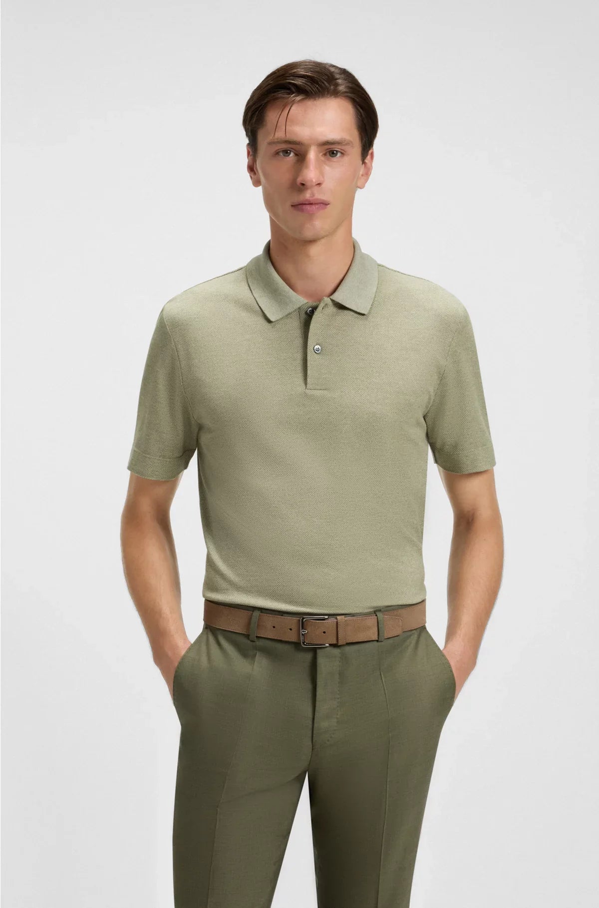 REGULAR-FIT POLO SHIRT IN COTTON AND SILK