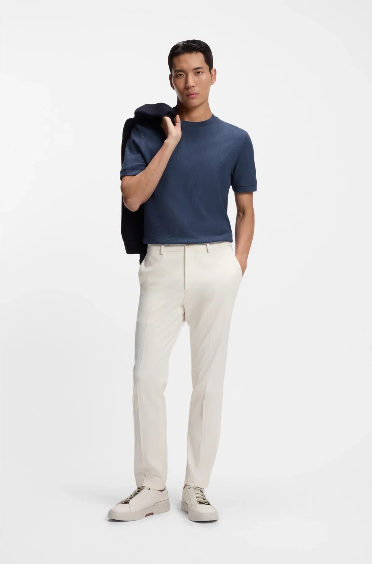 REGULAR-FIT T-SHIRT IN STRUCTURED COTTON