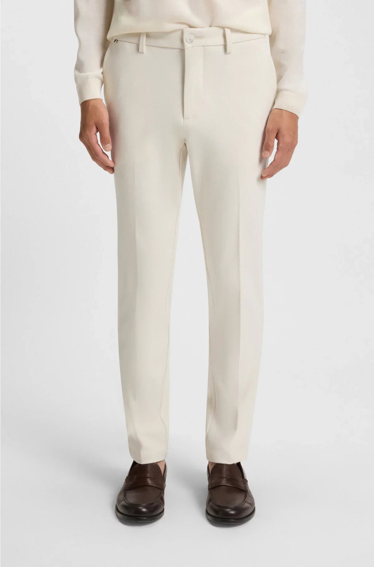 SLIM-FIT TROUSERS IN BRUSHED HERRINGBONE