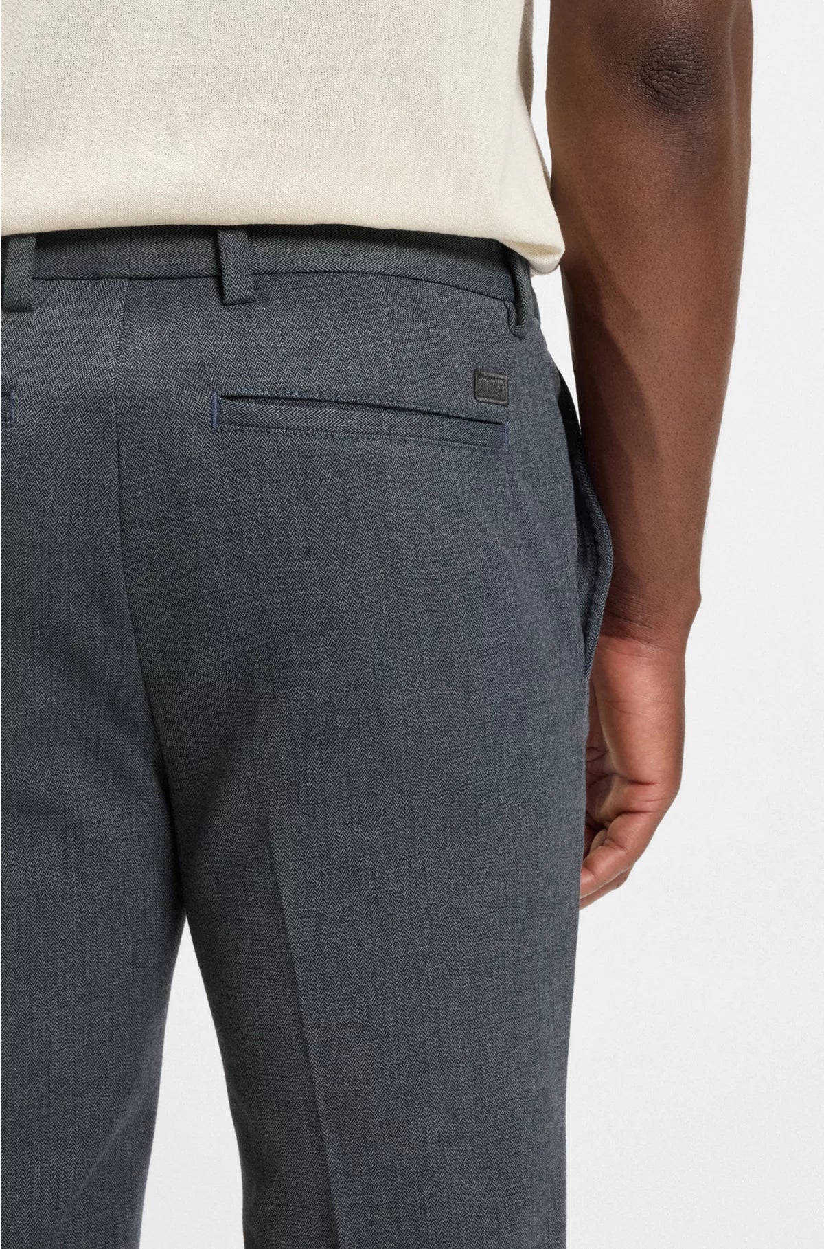 SLIM-FIT TROUSERS IN BRUSHED HERRINGBONE
