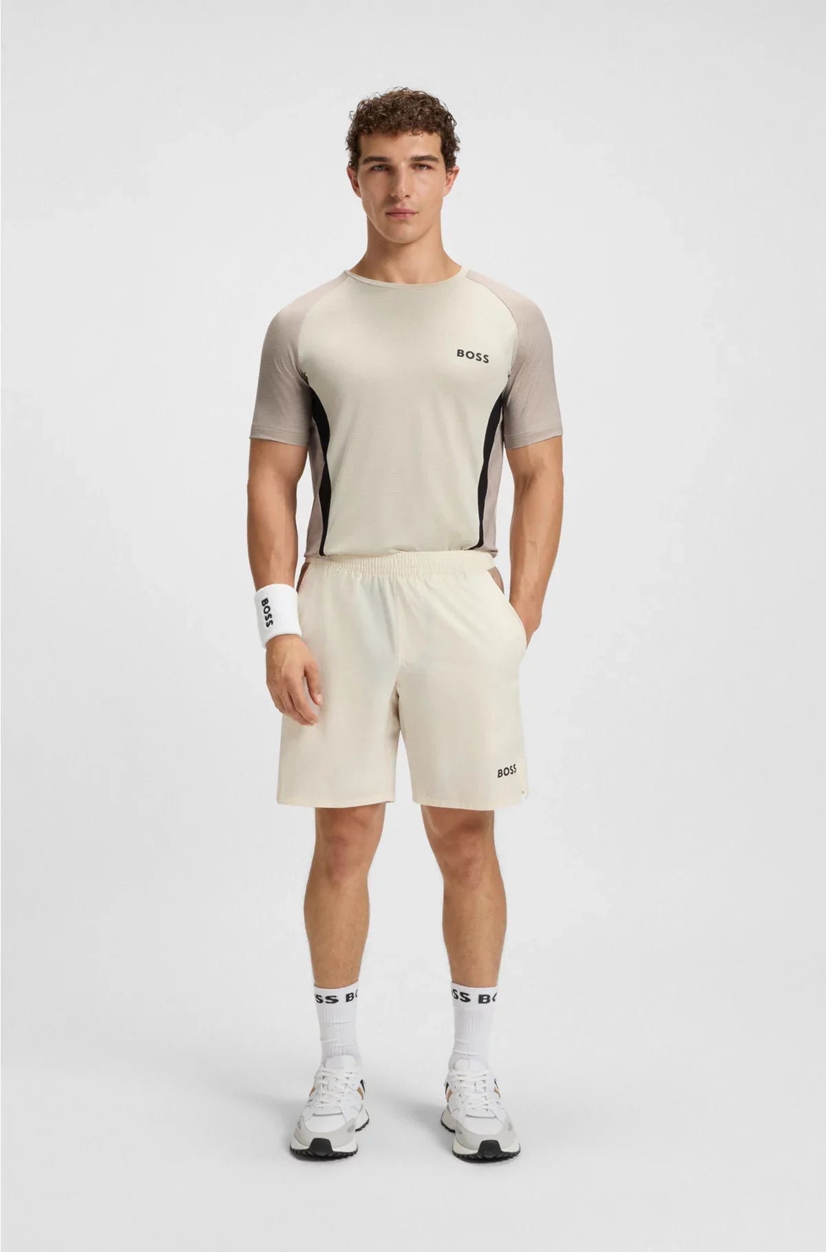 SLIM-FIT T-SHIRT IN MESH JERSEY WITH CONTRAST INSERTS