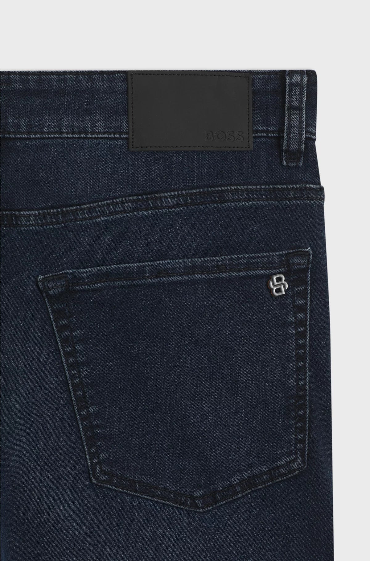 TAPERED-FIT JEANS IN DARK-BLUE SOFT-MOTION DENIM