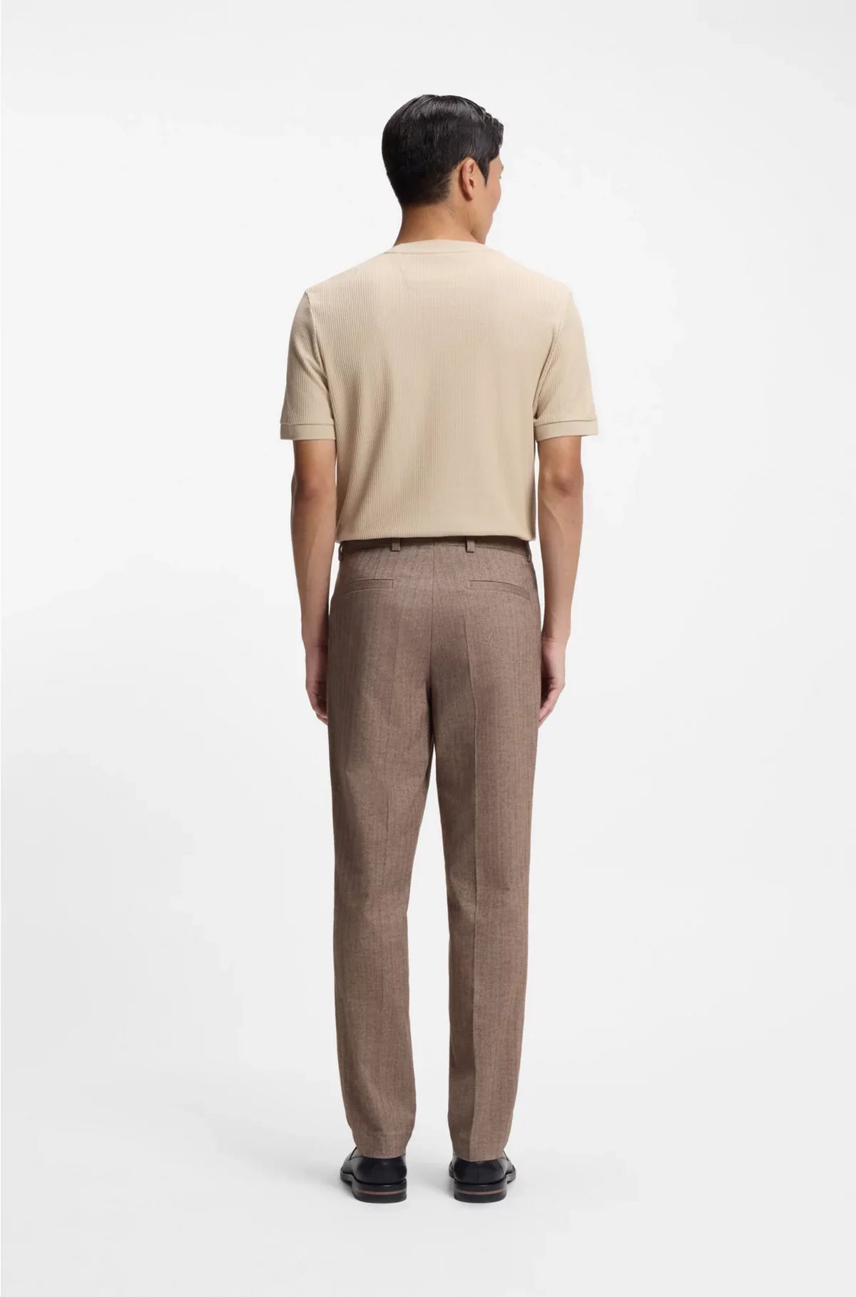 TAPERED-FIT TROUSERS IN COTTON, CASHMERE AND STRETCH