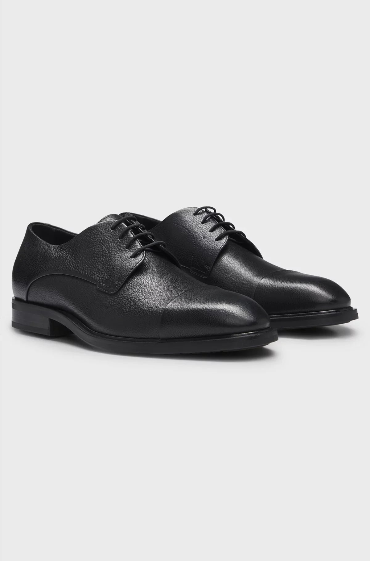 CAP-TOE DERBY SHOES IN GRAINED LEATHER
