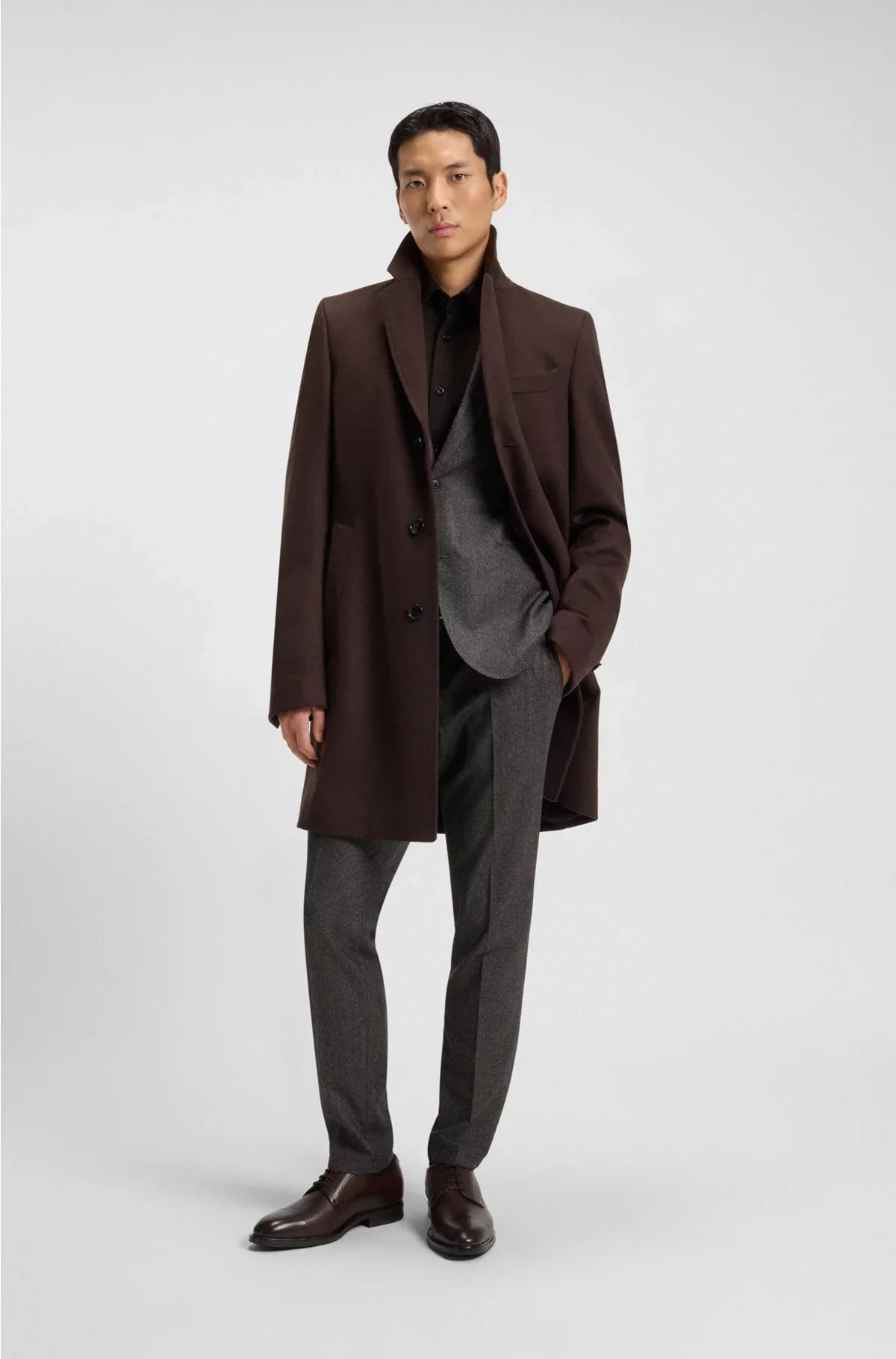 CAP-TOE DERBY SHOES IN GRAINED LEATHER