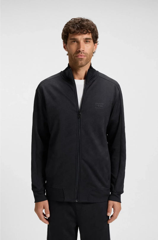 REGULAR-FIT ZIP-UP SWEATSHIRT WITH QUILTED JACQUARD