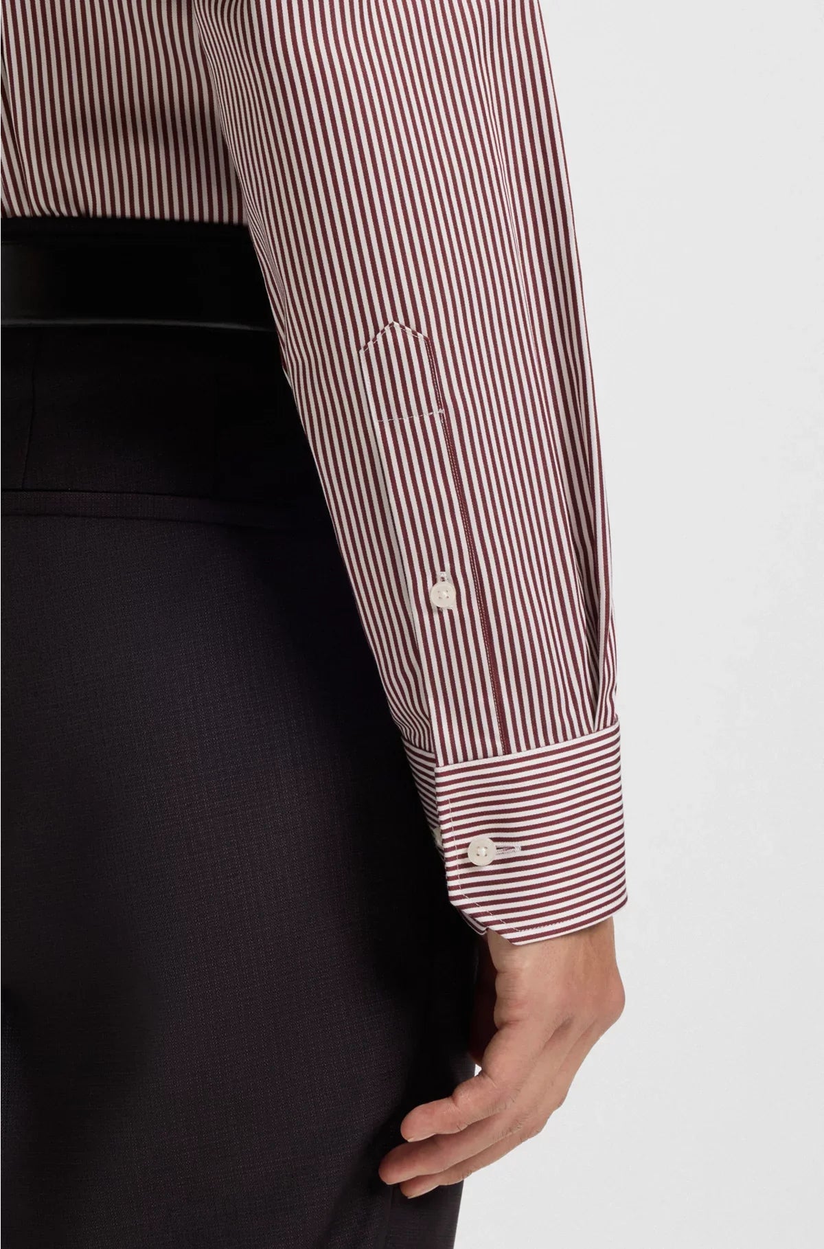 REGULAR-FIT SHIRT IN EASY-IRON STRIPED COTTON SATIN