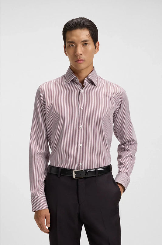 REGULAR-FIT SHIRT IN EASY-IRON STRIPED COTTON SATIN