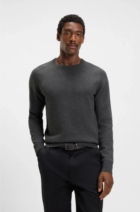 MAGLIONE REGULAR FIT IN COTONE E LANA VERGINE